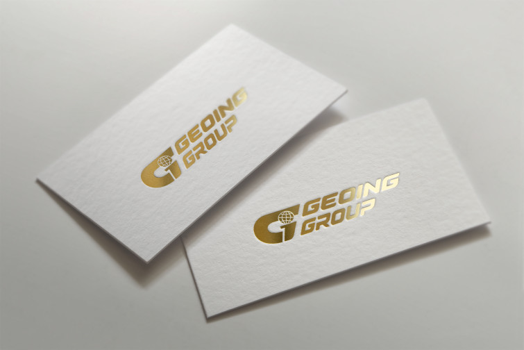 Geoing logo letterpress gold